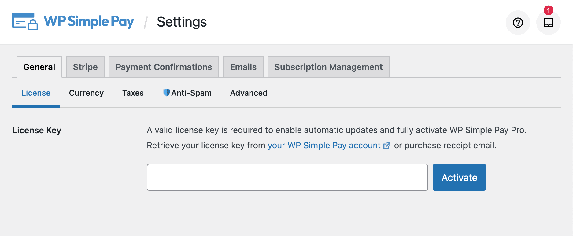 Aktywna licencja WP Simple Pay