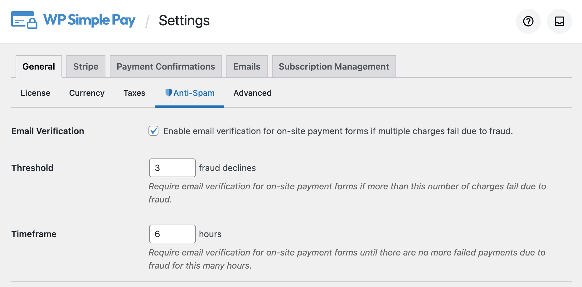 Włącz weryfikację e-mail w WP Simple Pay