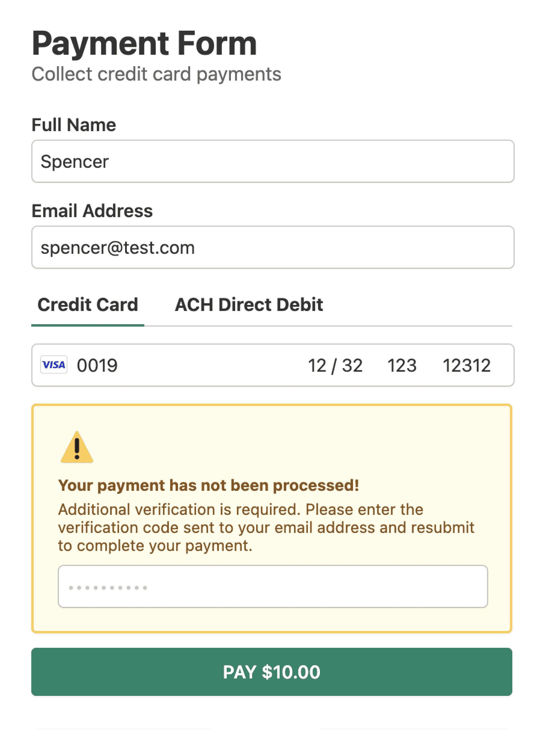 Kod weryfikacyjny e-mail w WP Simple Pay