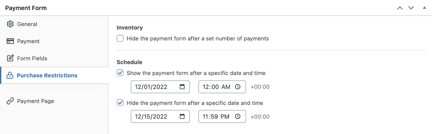 Zaplanuj dostęp do formularza płatności w WP Simple Pay