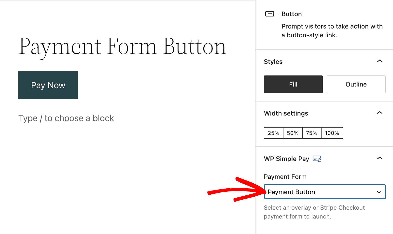 WP Simple Pay 決済フォームをボタンに割り当て