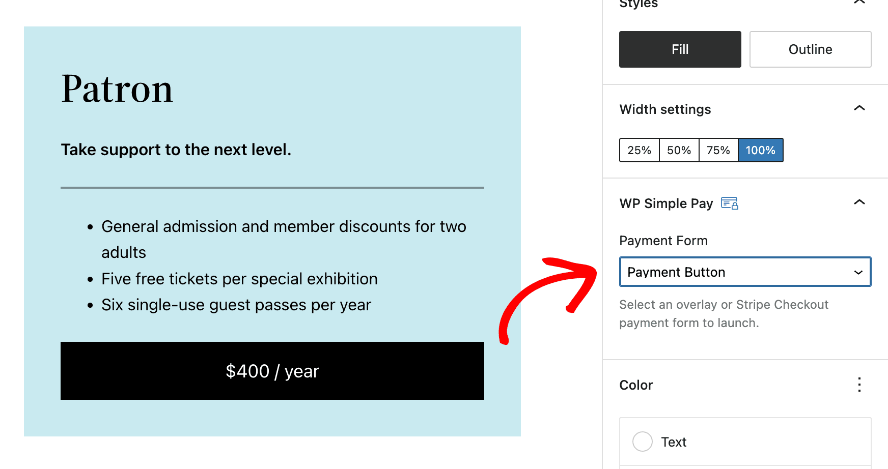 WP Simple Pay 価格表ボタンブロック