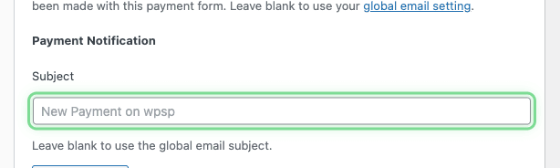 Betreffzeilenfeld für Zahlungsbenachrichtigungs-E-Mails