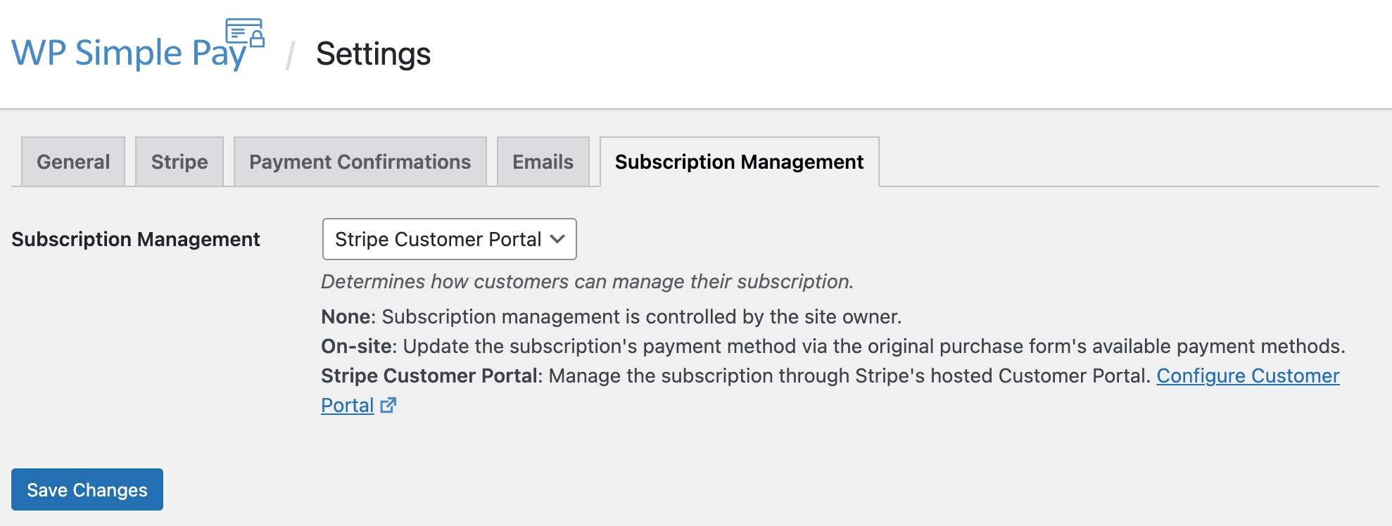 WP Simple Pay subscription management