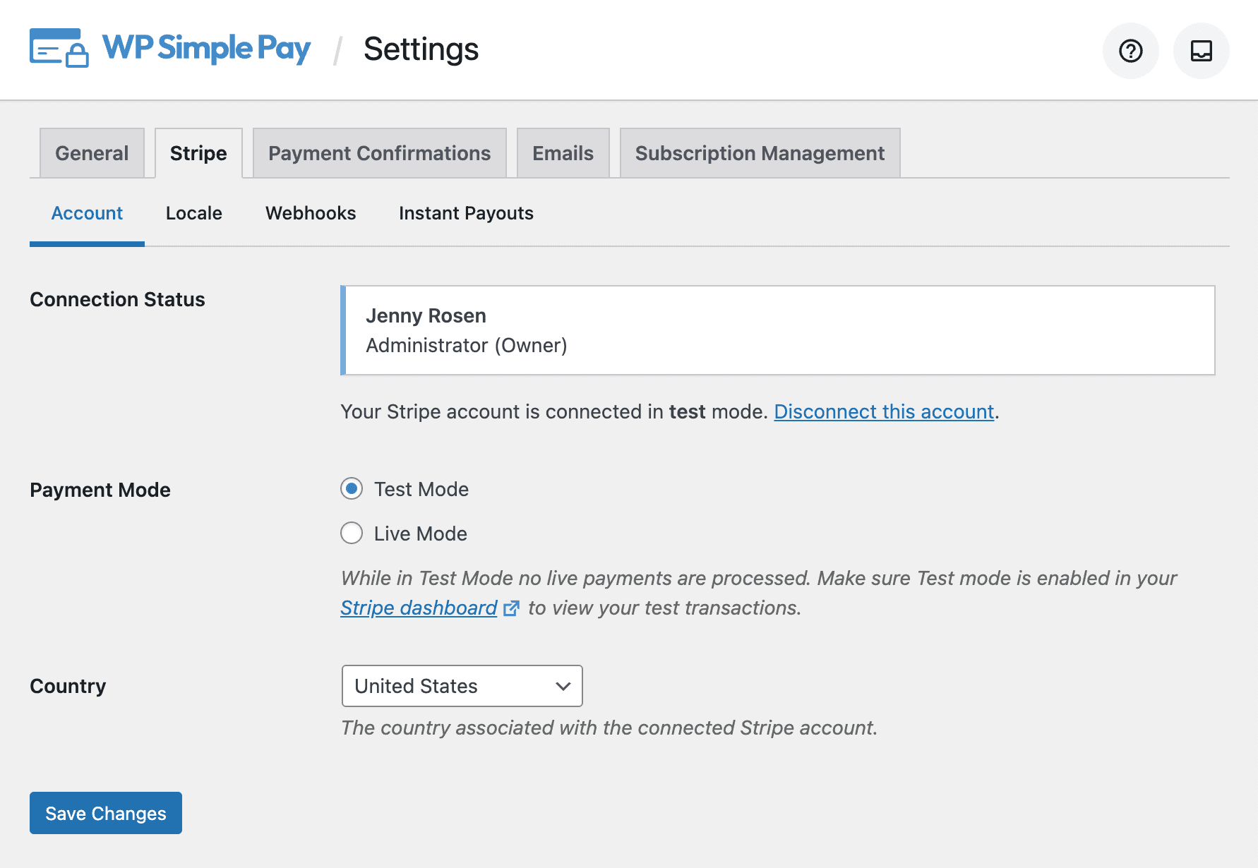 WP Simple Pay Stripeアカウント設定