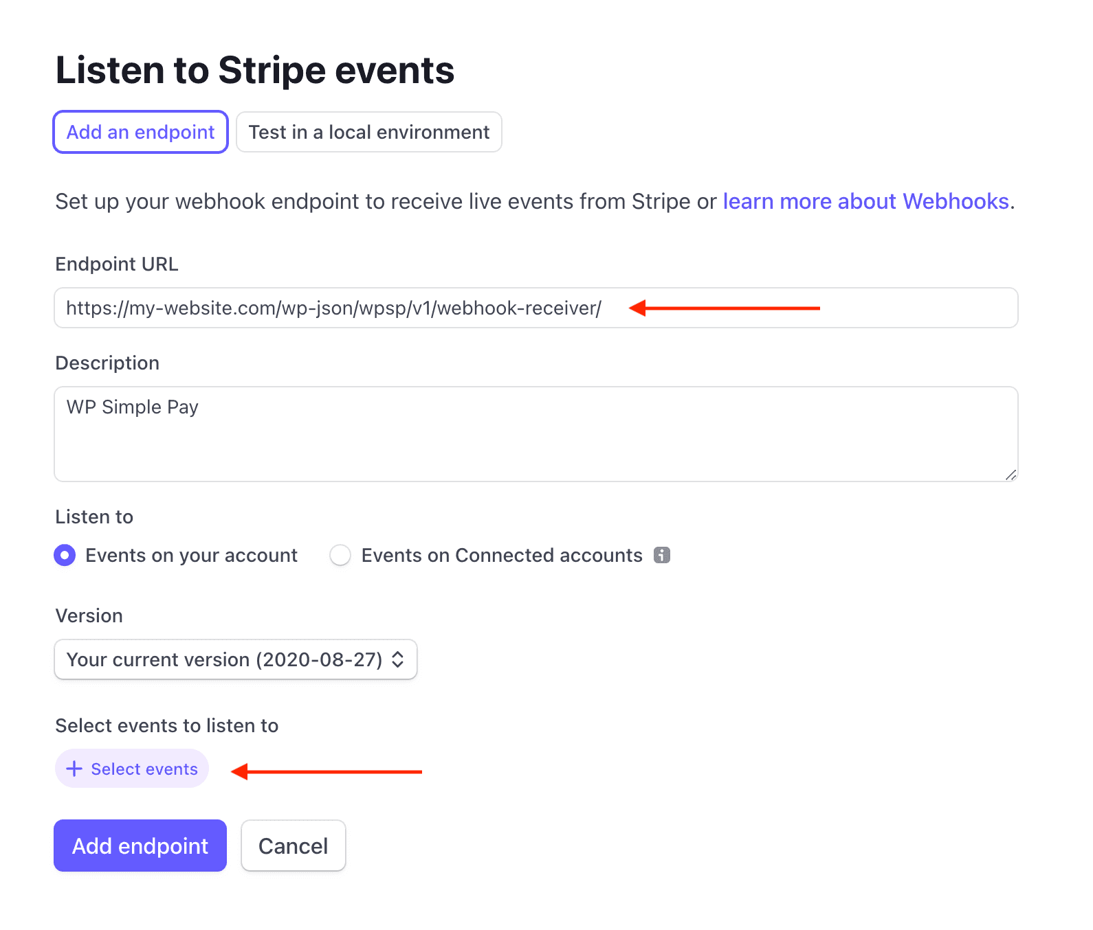 Stripe WebhookはStripeイベントをリッスンします