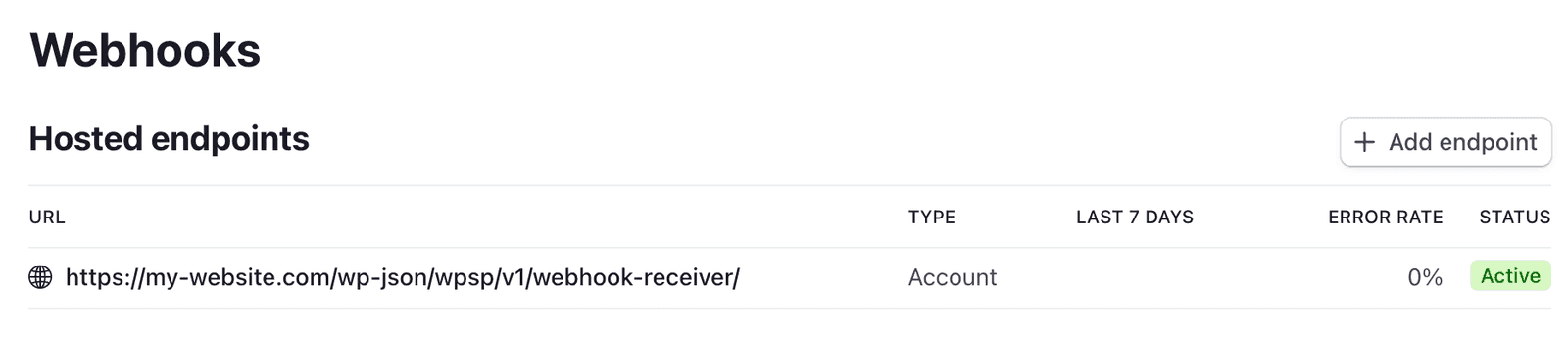 Webhookエンドポイントを追加