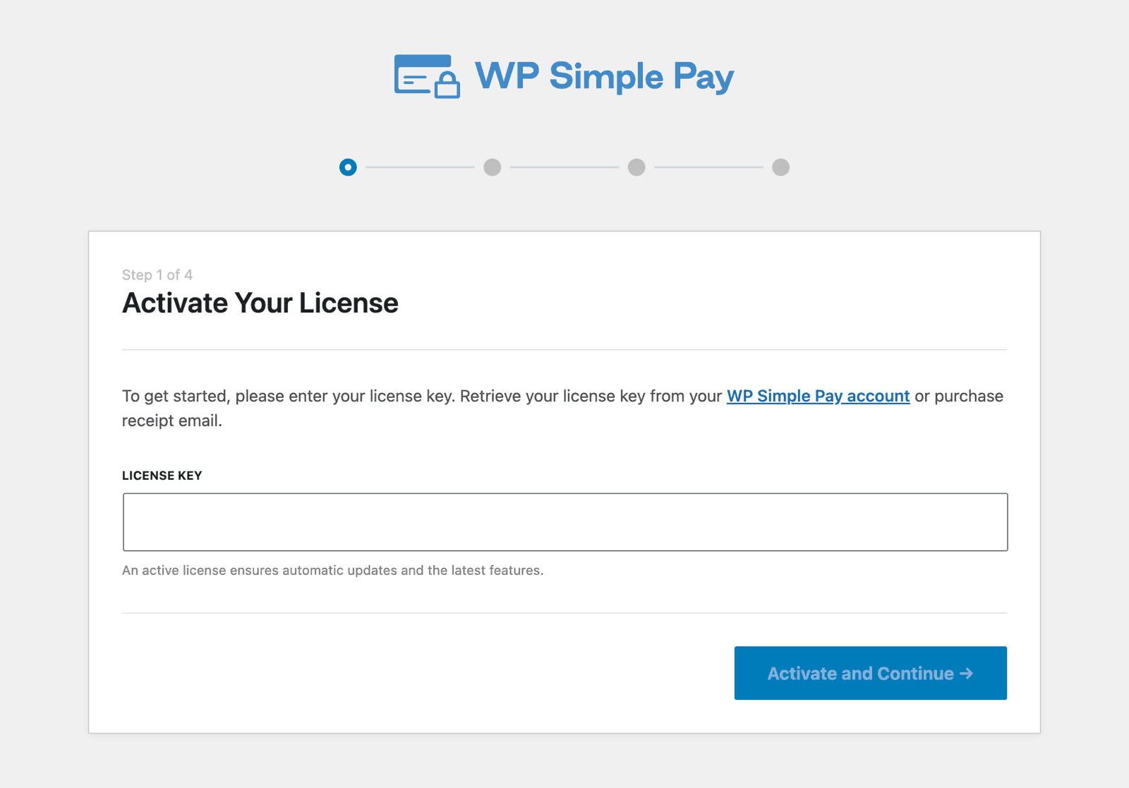 Kreator konfiguracji WP Simple Pay - licencja