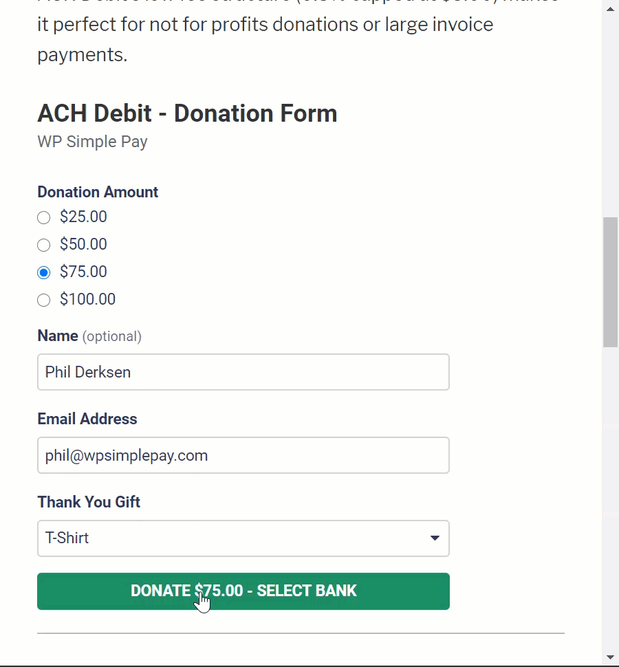 ACH debit payment demo ACH debit payment demo
