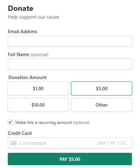 donation form with recurring from template