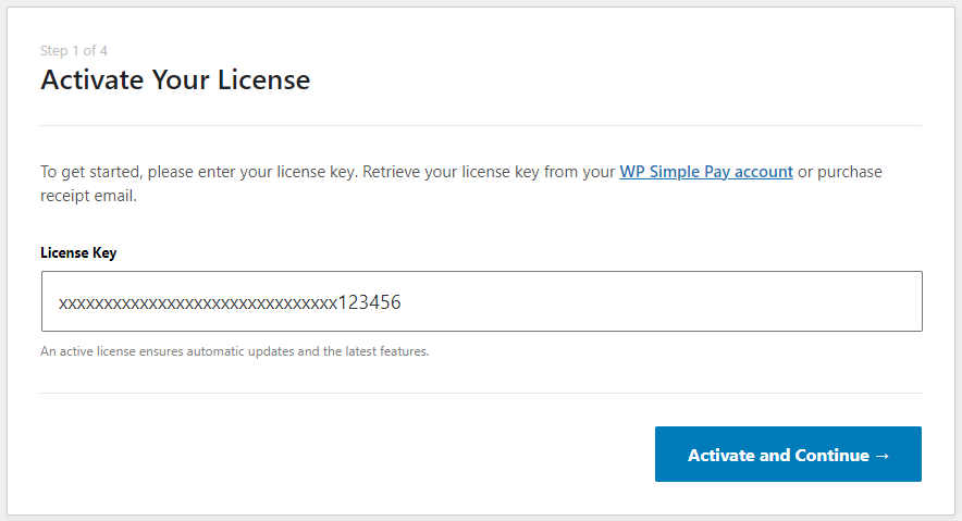 WP Simple Pay Setup - Activate License WP Simple Pay Setup - Activate License