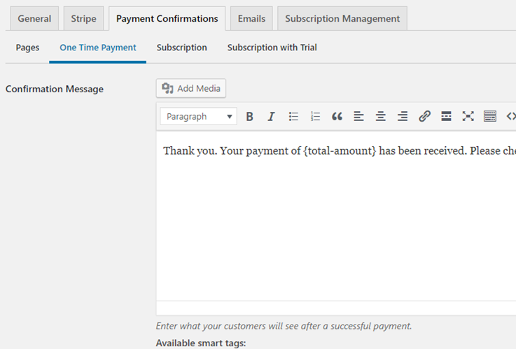payment confirmation message