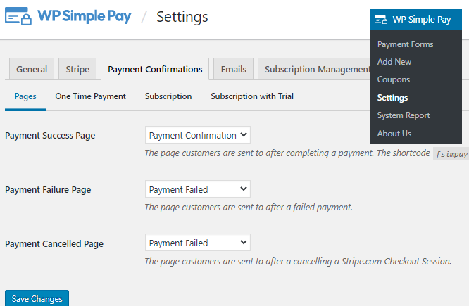 payment confirmation settings