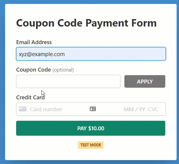coupon code payment form coupon code payment form