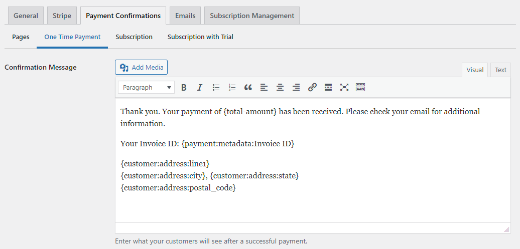 Using a WP Simple Pay smart tag