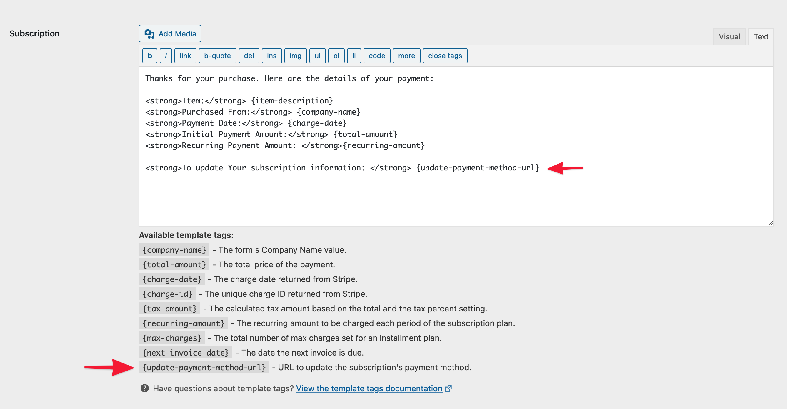 subscription receipt email