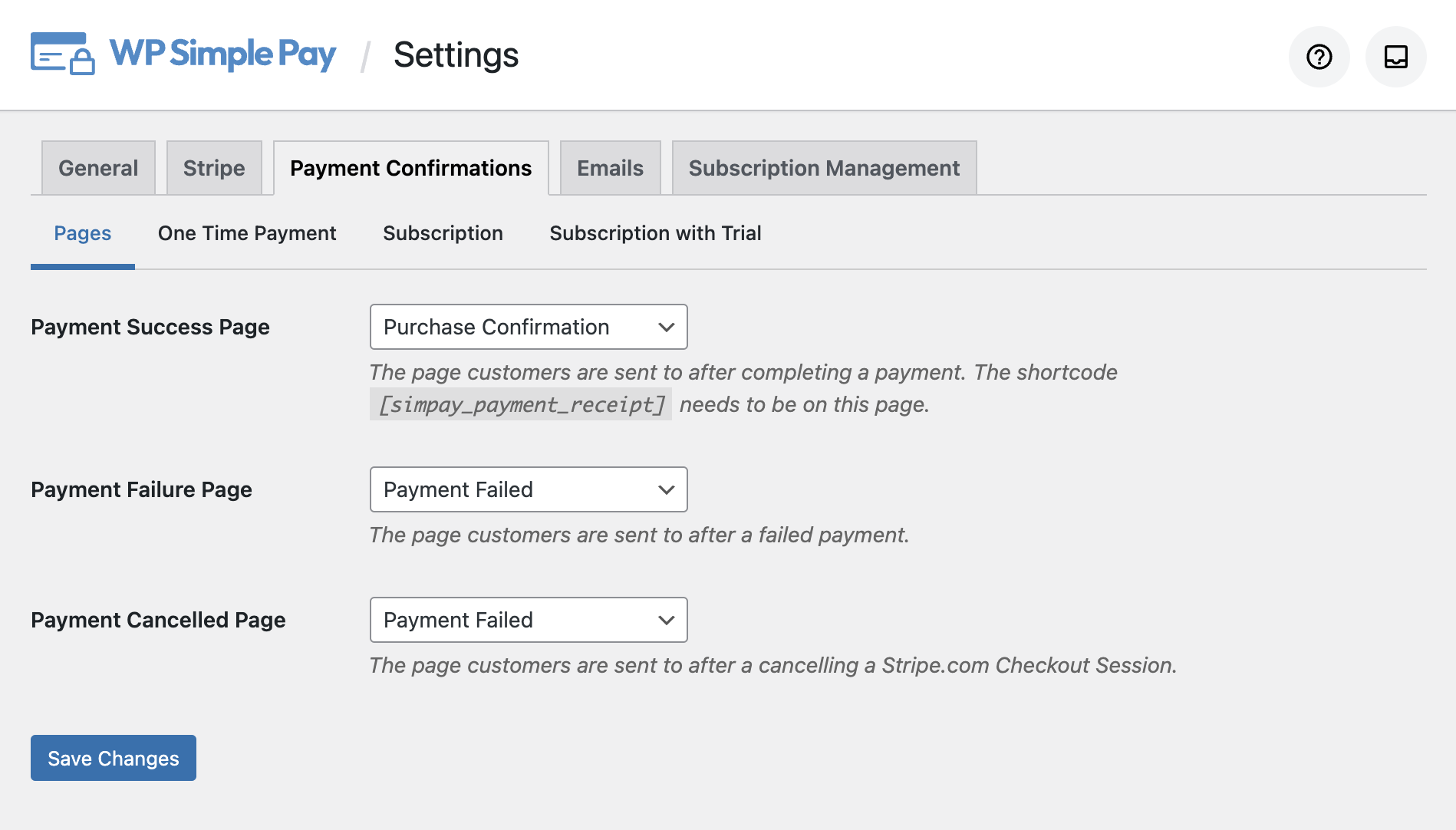 WP Simple Pay payment confirmation pages