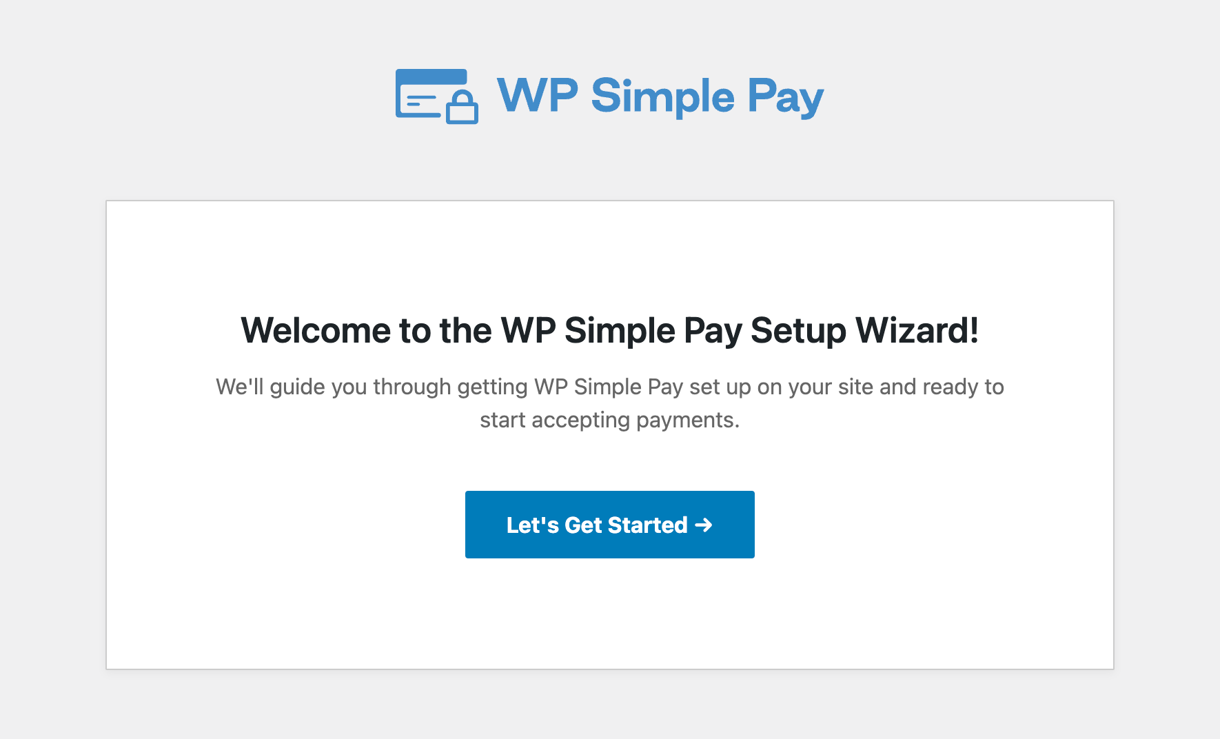 setup-wizard-welcome - WP Simple Pay WP Simple Pay setup wizard step 1
