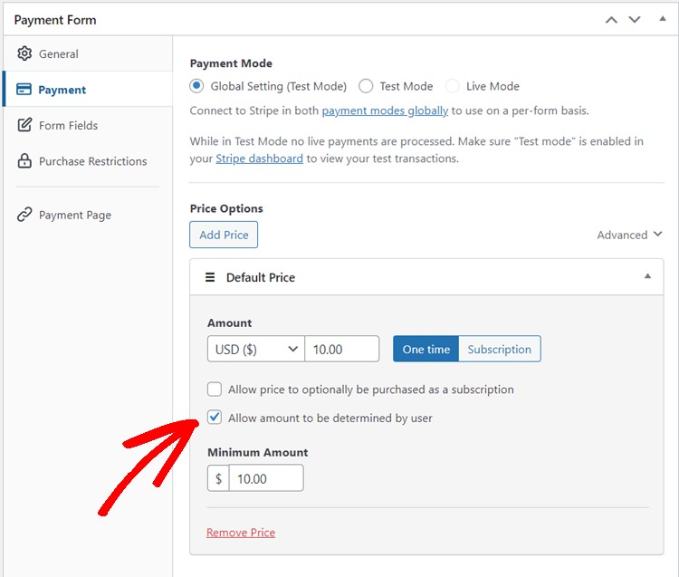 allow amount determined user allow amount determined user