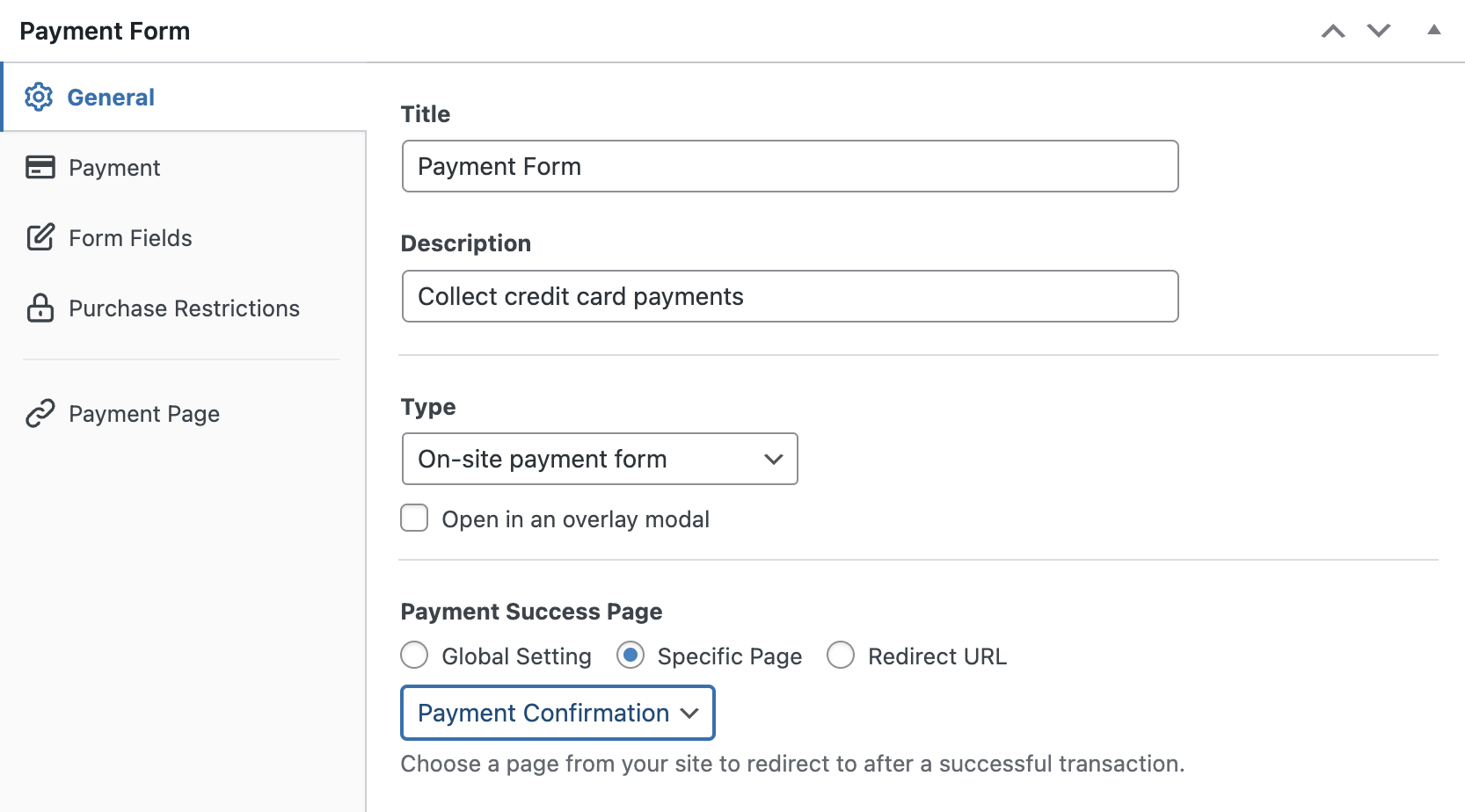 payment confirmation redirect