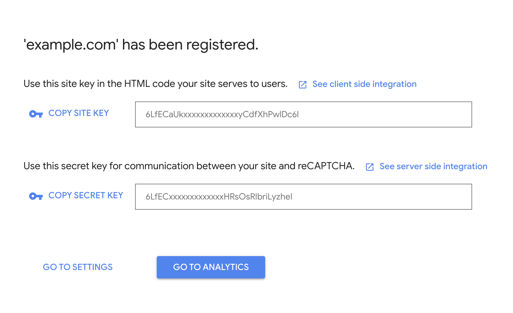 recaptcha site key