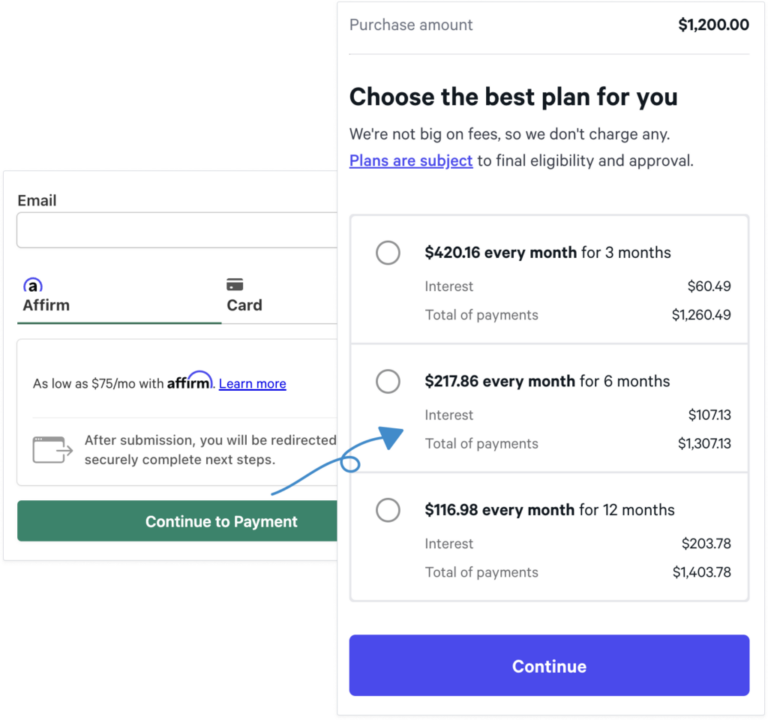 Affirm payment form