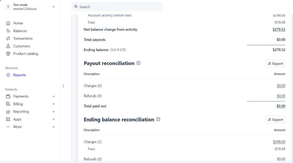 Report di riconciliazione dei pagamenti Stripe