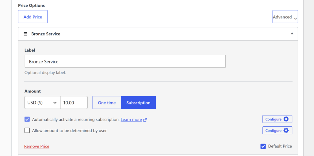 Add a subscription for recurring payments