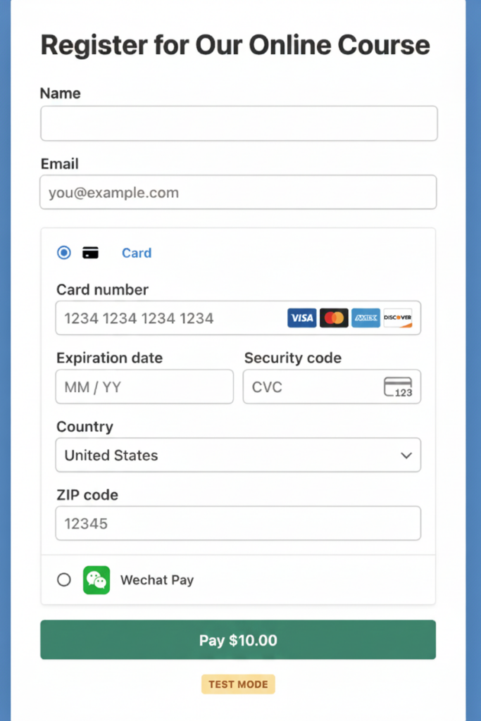 wechat pay payment form
