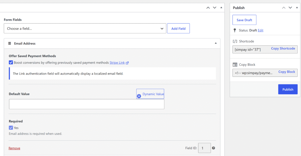 Add details and publish form
