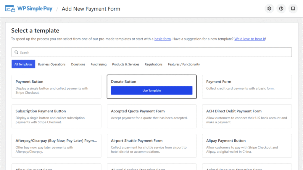 Choose a form template for BNPL