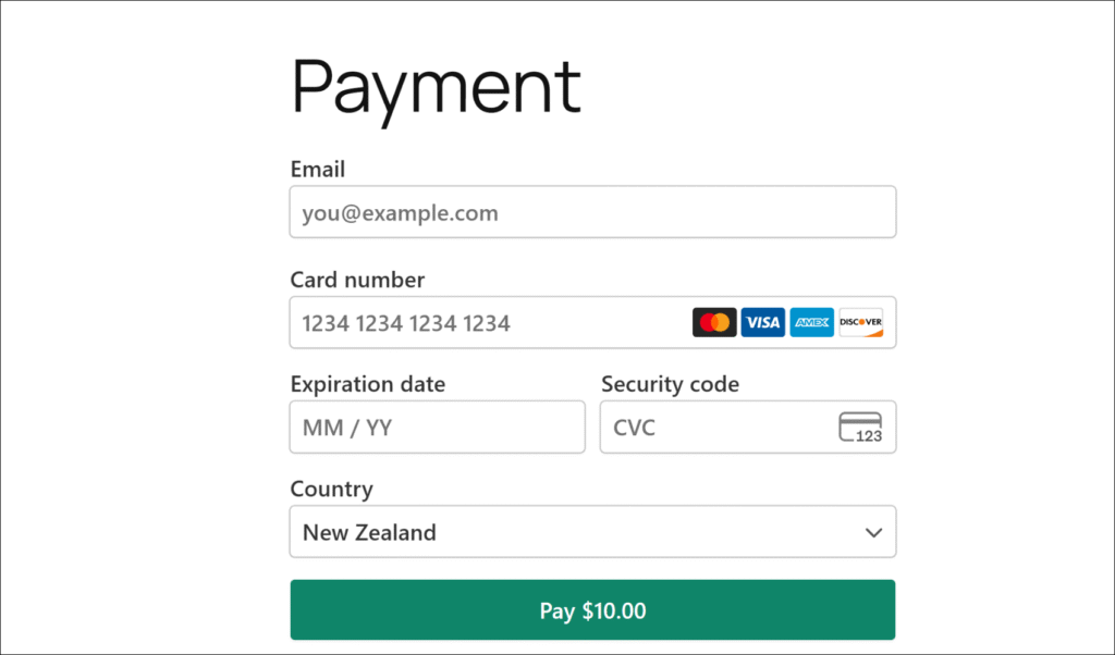 Test your payment form