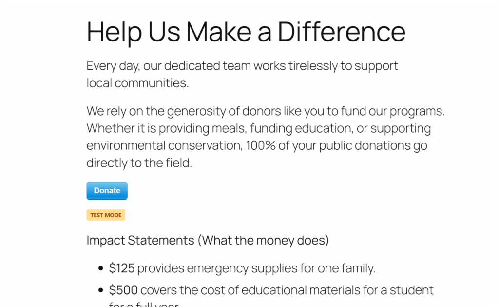 View the BNPL donate button