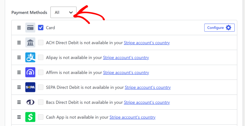 Switch payment methods from popular to all